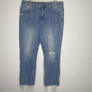 Madewell The Perfect Vintage Jean 31 P Light Wash High Rise Taper Distressed Raw